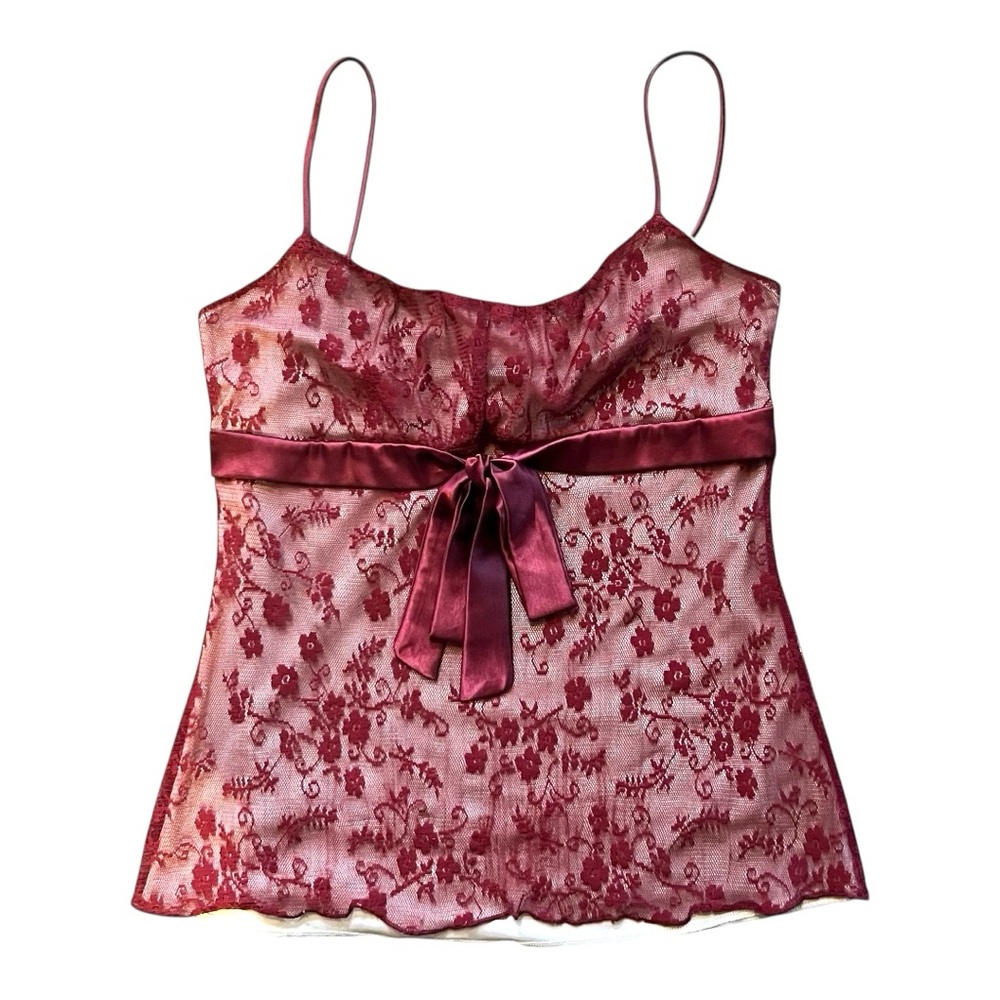 Jump Rose Red Floral Lace Camisole Top